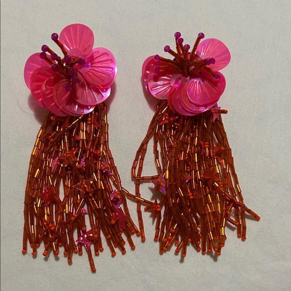 Zara Pink and Orange Floral Earrings